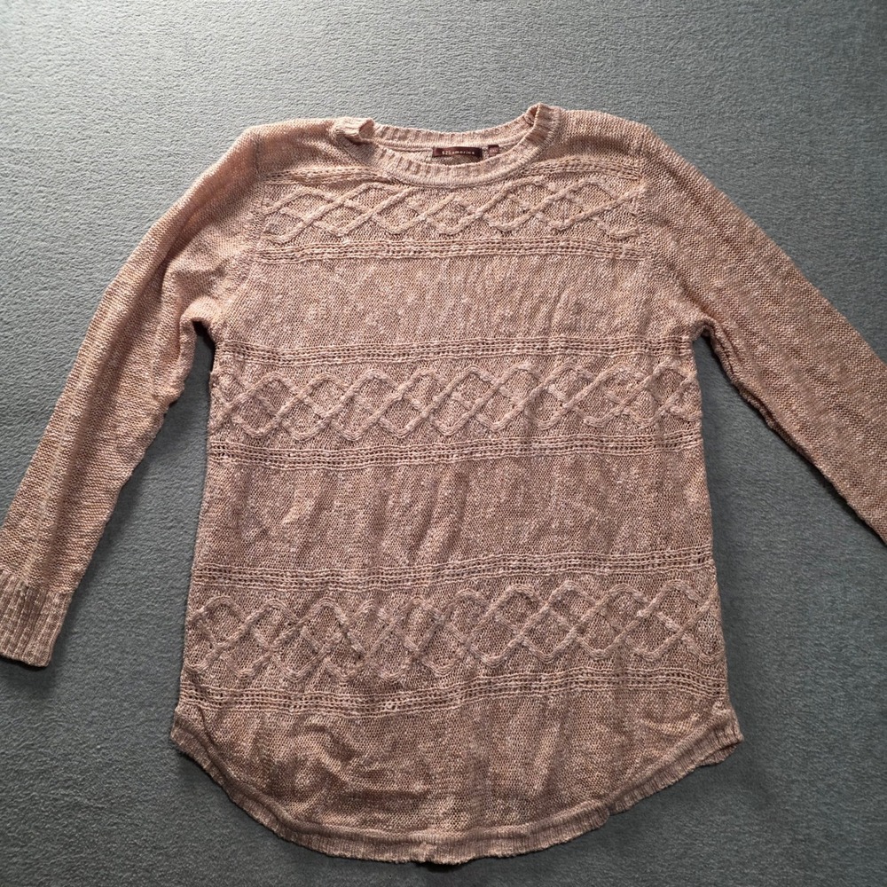 525 America Cable Knit Long Sleeve Tunic Sweater Womens XXL Blush Pink Curve Hem